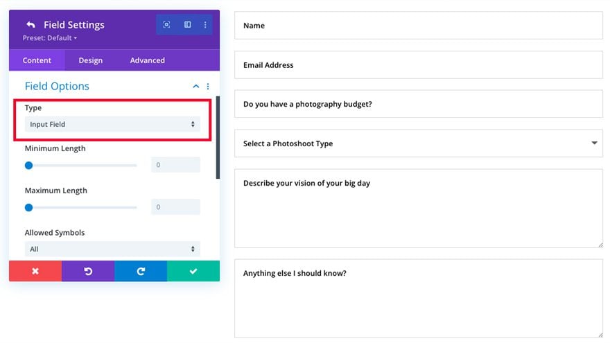 Divi Input Field