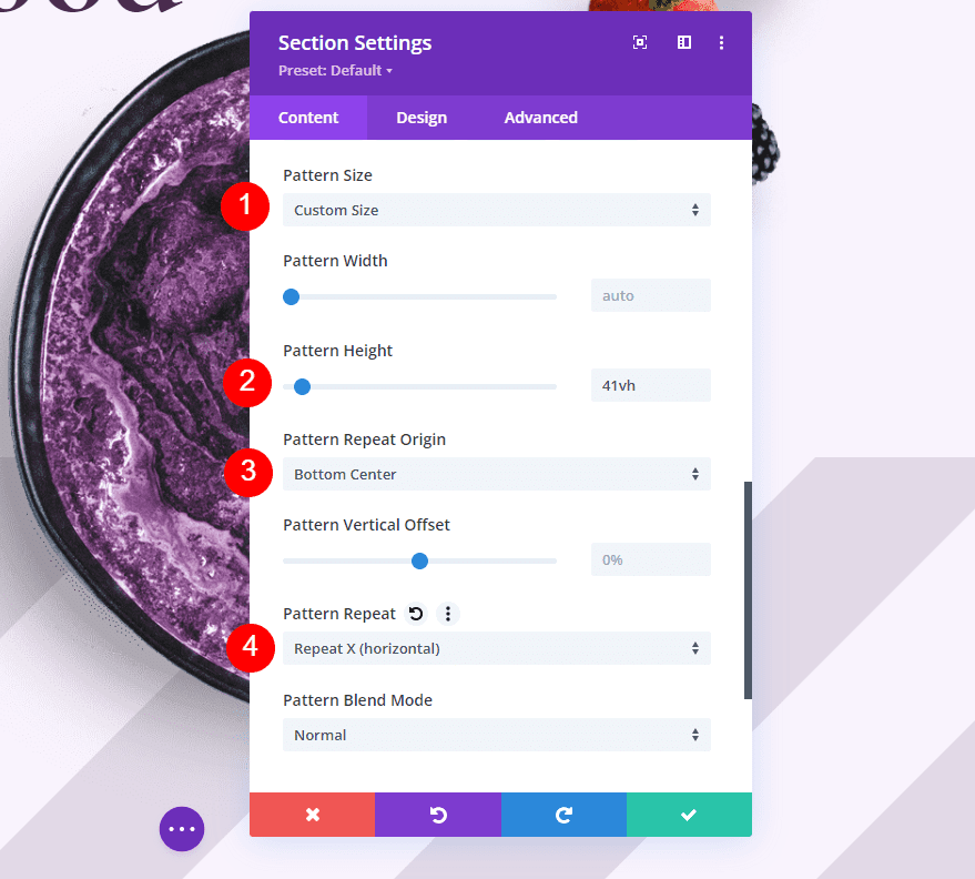 First Custom Size Background Pattern Example