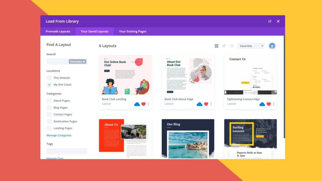 How to Organize Divi Cloud Items Using the Favorites Option