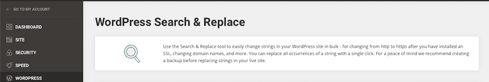 SiteGround site tools