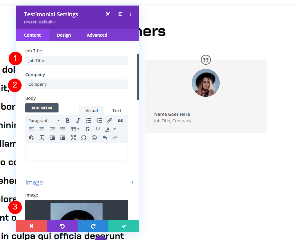 Testimonial Module Settings