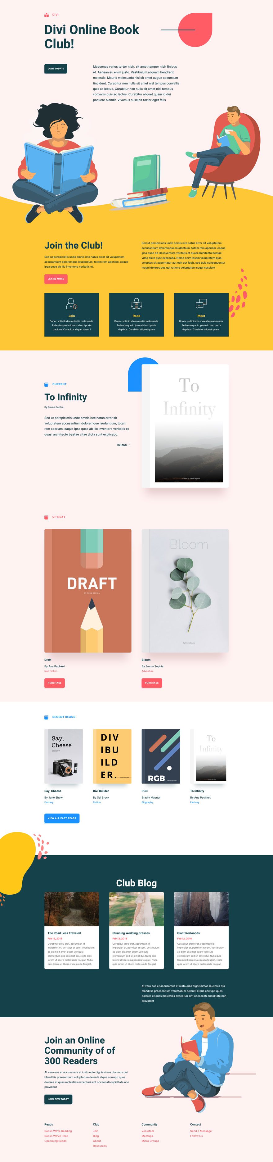 Get a FREE Book Club Layout Pack for Divi 1