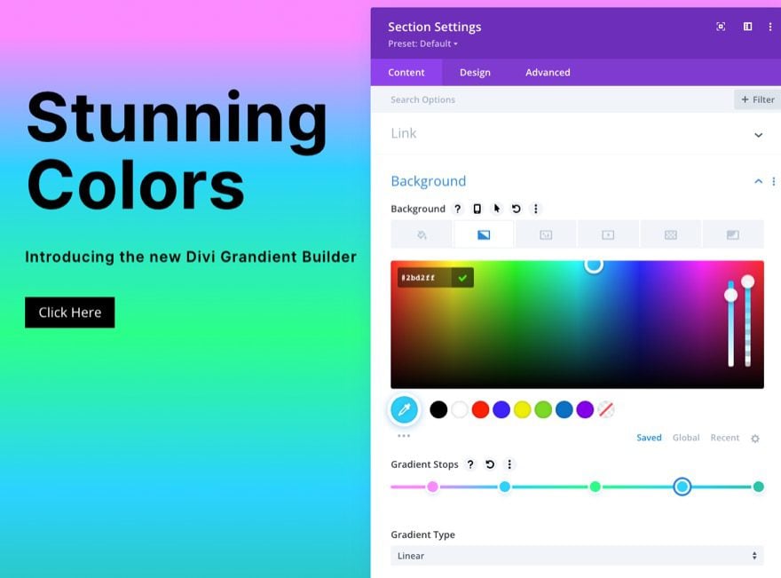 Sử dụng Divi\'s Background Gradient Builder, Masks and Patterns để tạo nền gradient cho trang web của mình sẽ là điều rất đáng thử. Những mẫu gradient tuyệt đẹp sẽ giúp giải quyết vấn đề layout và làm nổi bật sản phẩm của bạn. Hãy xem chi tiết tại hình ảnh!