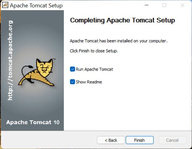 The final step in Tomcat setup