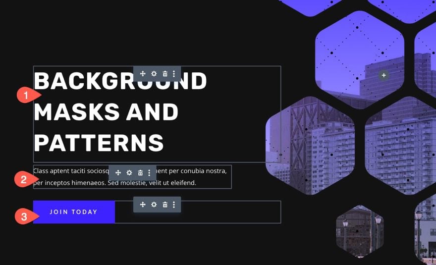 divi background masks and patterns hero section