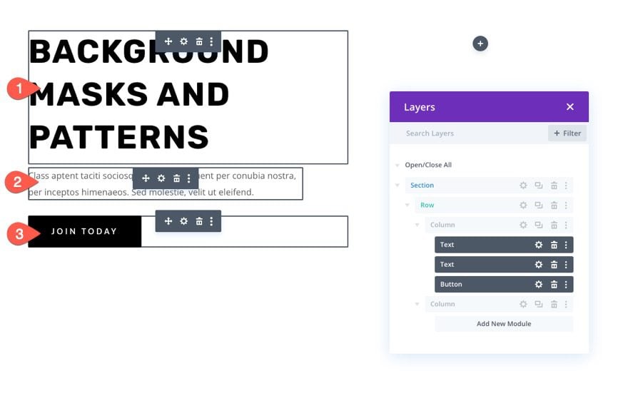 divi background masks and patterns hero section