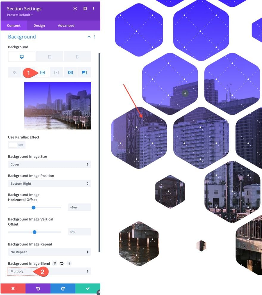 divi background masks and patterns hero section