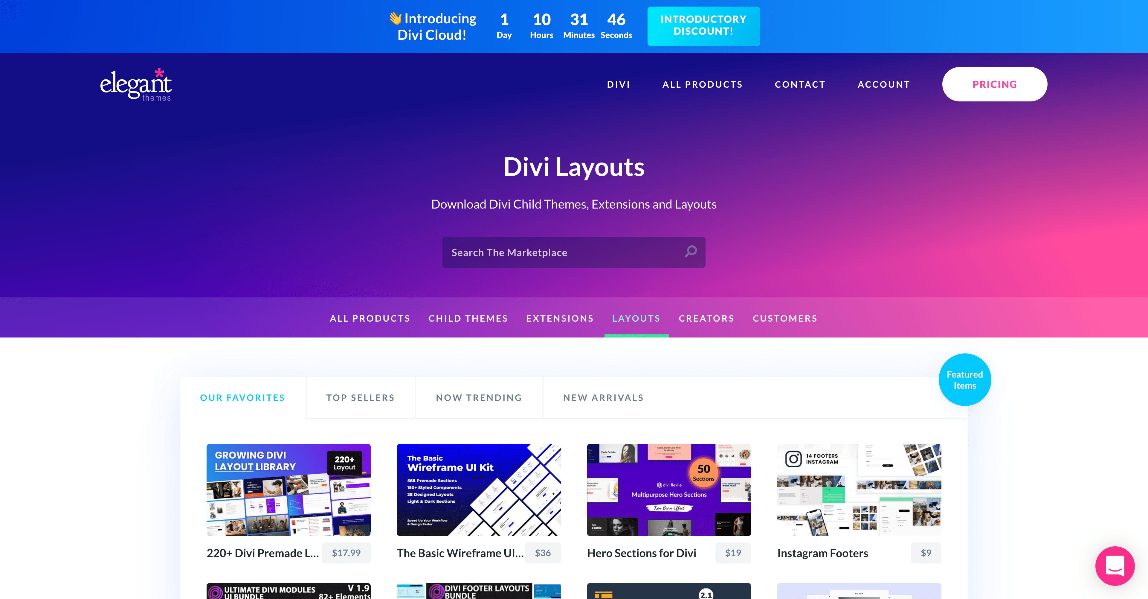 marketplace layouts to divi cloud