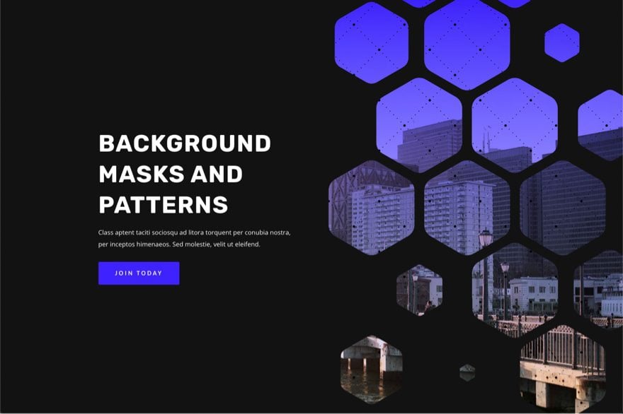 divi background masks and patterns hero section