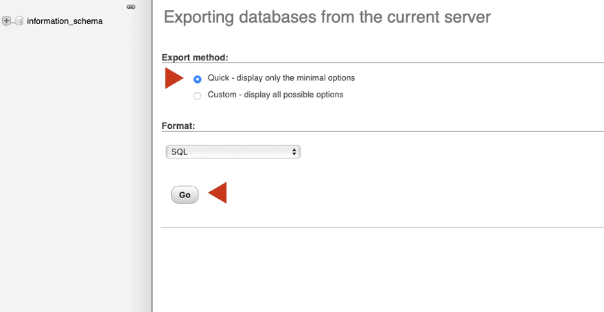 Exporting Databases With WordPress Staging Site
