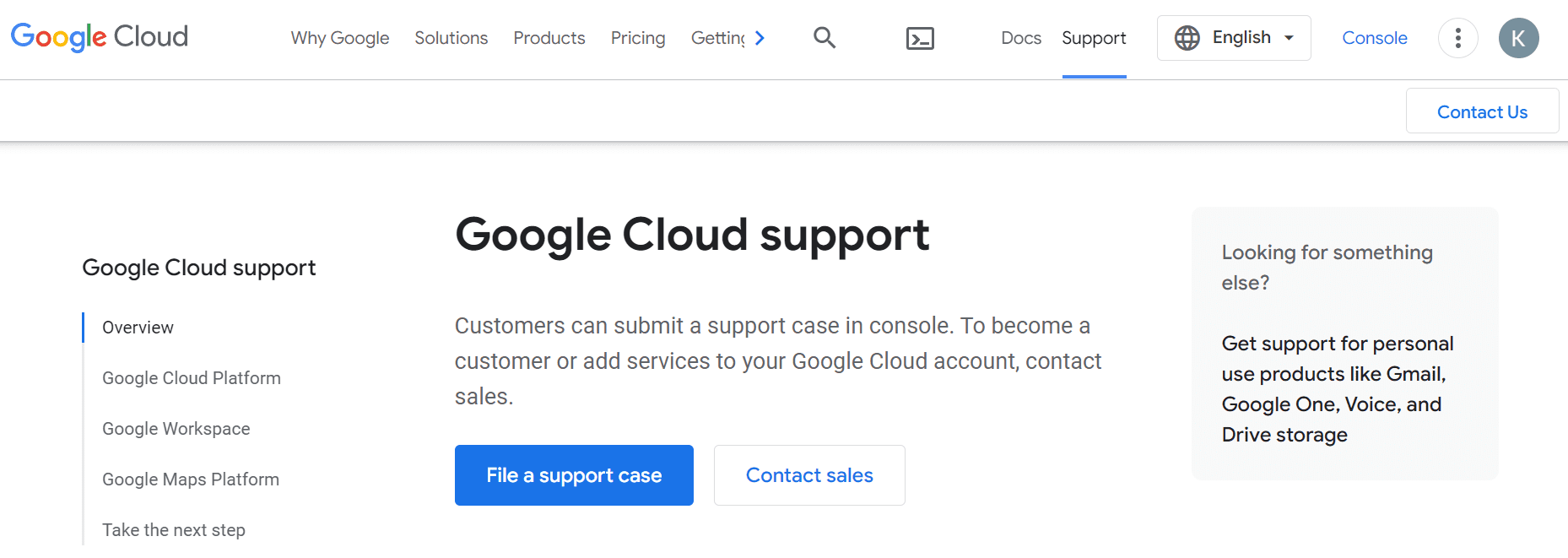 Google Cloud support.