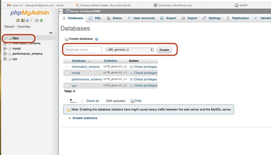 Naming Your Database in MAMP