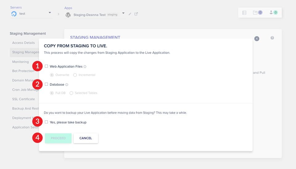 Cloudways Staging to Live