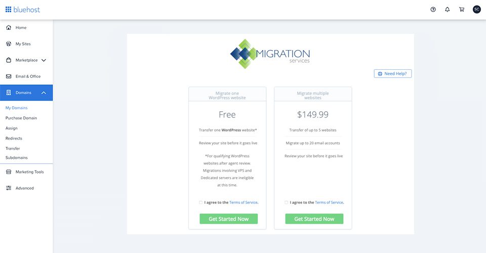 Free website migration