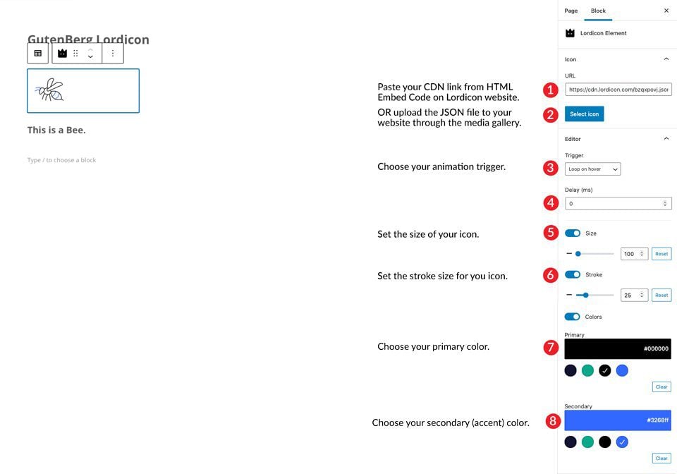 Gutenberg Lordicon Settings