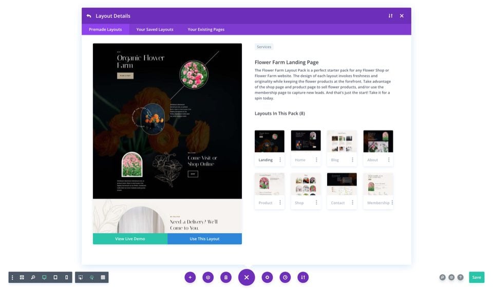 divi flower farm layout pack
