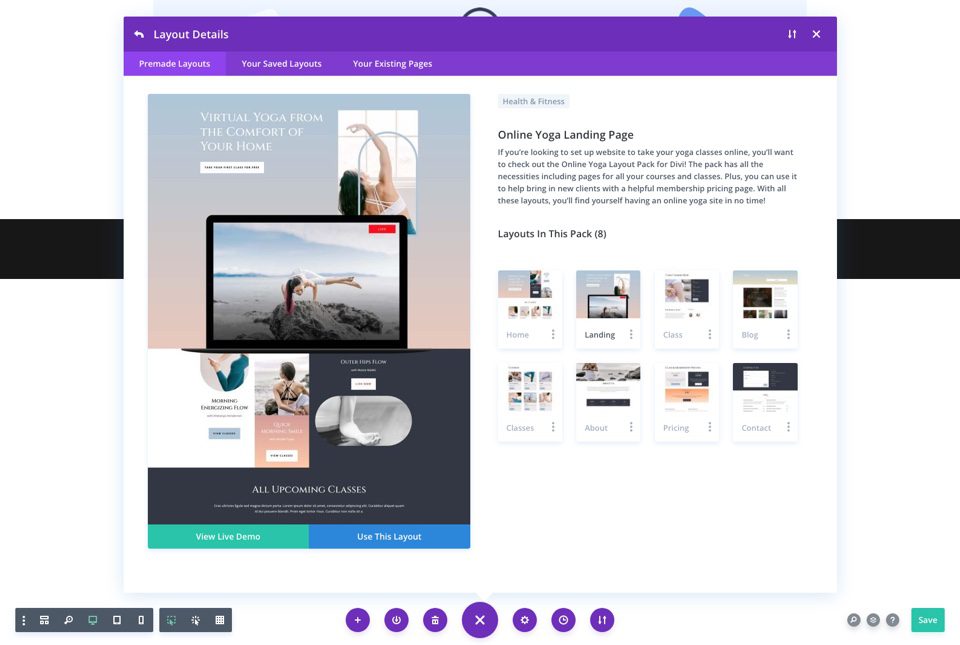Get a FREE Online Yoga Layout Pack for Divi 1