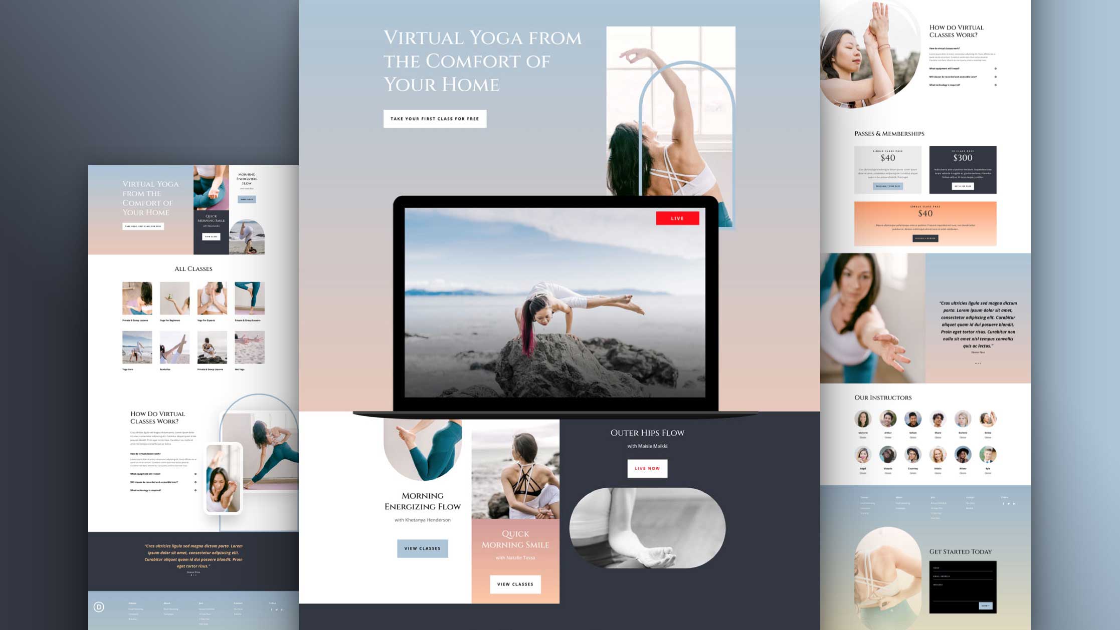 Online Yoga Home Page Divi Layout by Elegant Themes