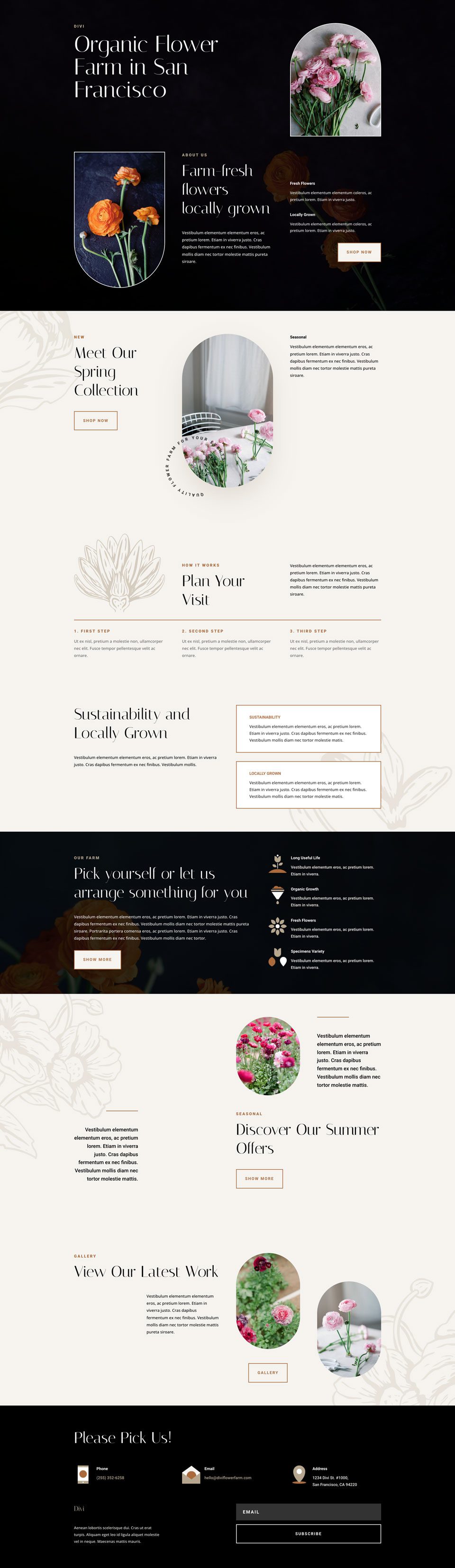 divi flower farm layout pack