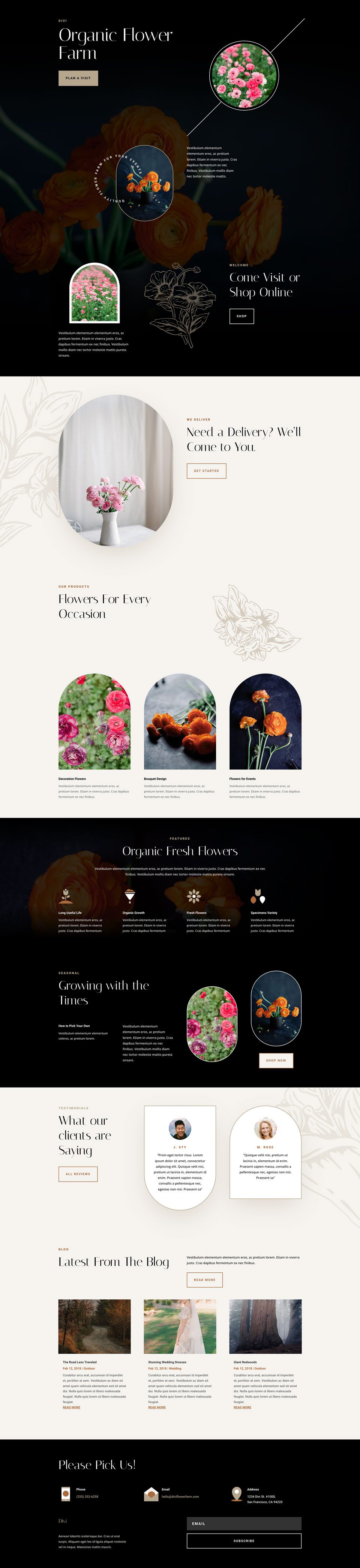 divi flower farm layout pack