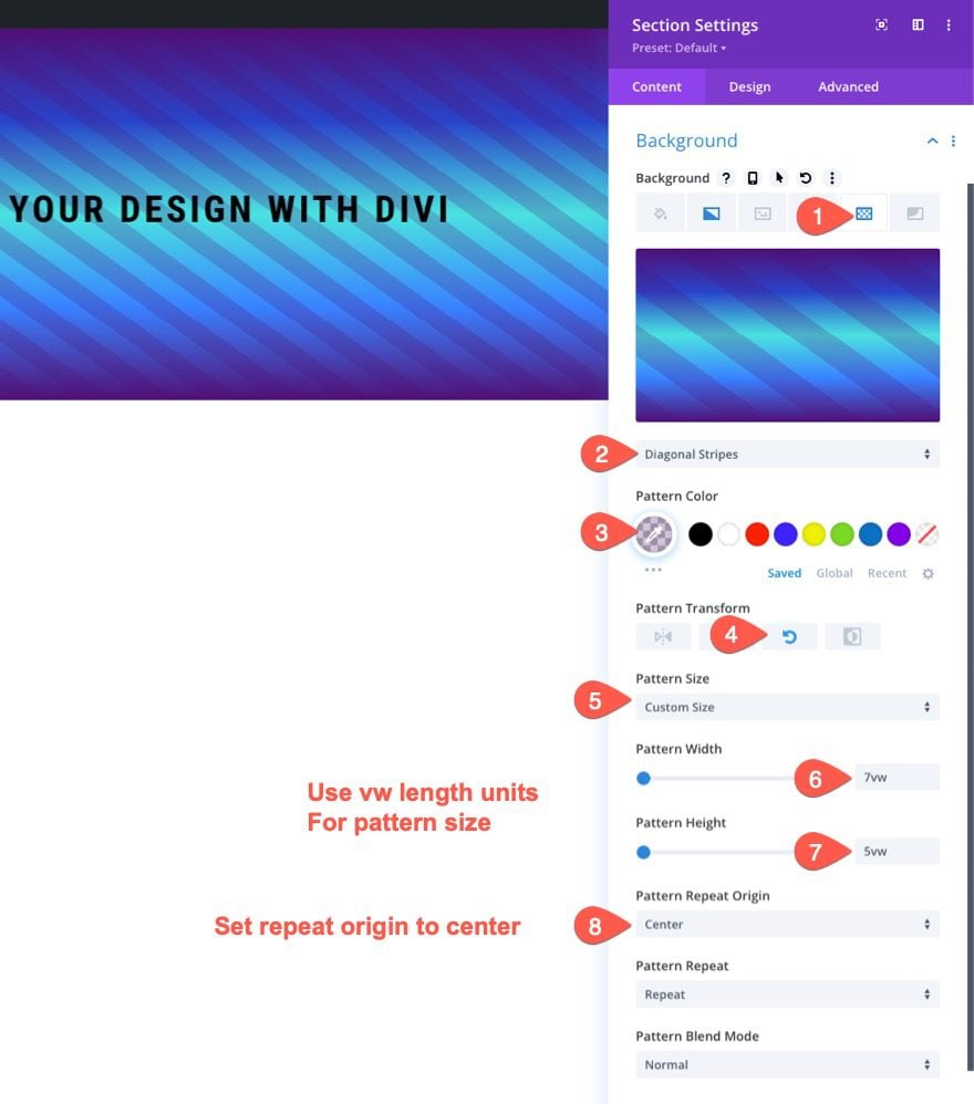 seamless background design transitions in divi