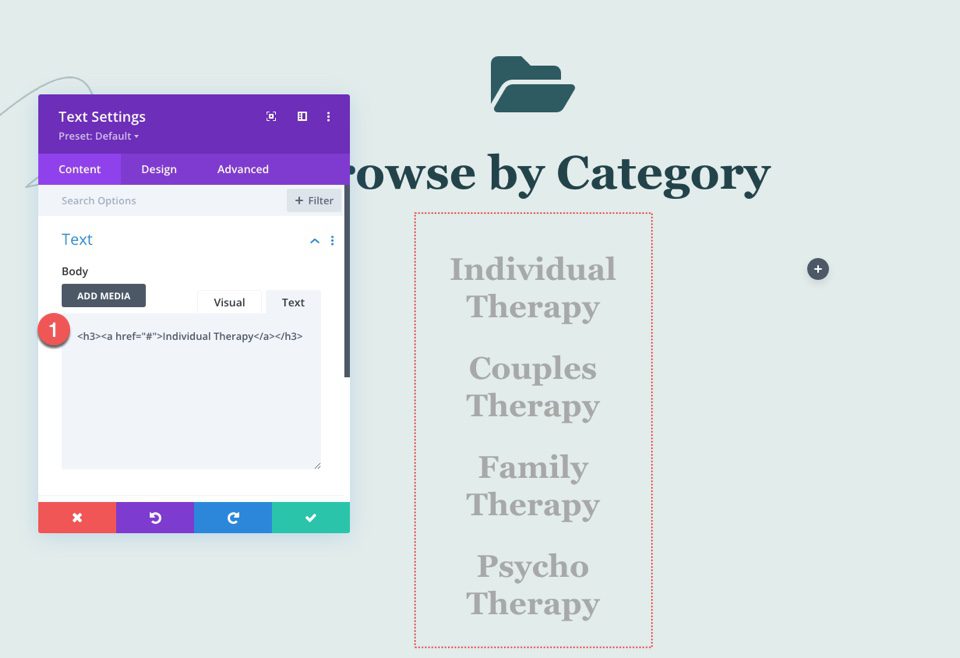 قالب صفحه دسته بندی برای بسته طرح بندی Divi's Therapy