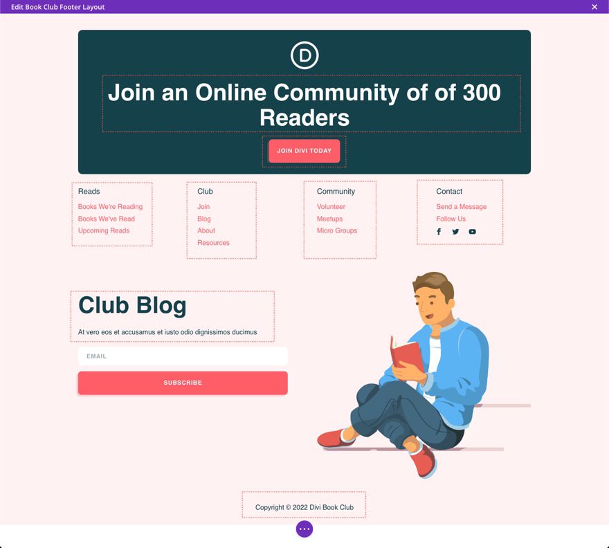 book club header footer template