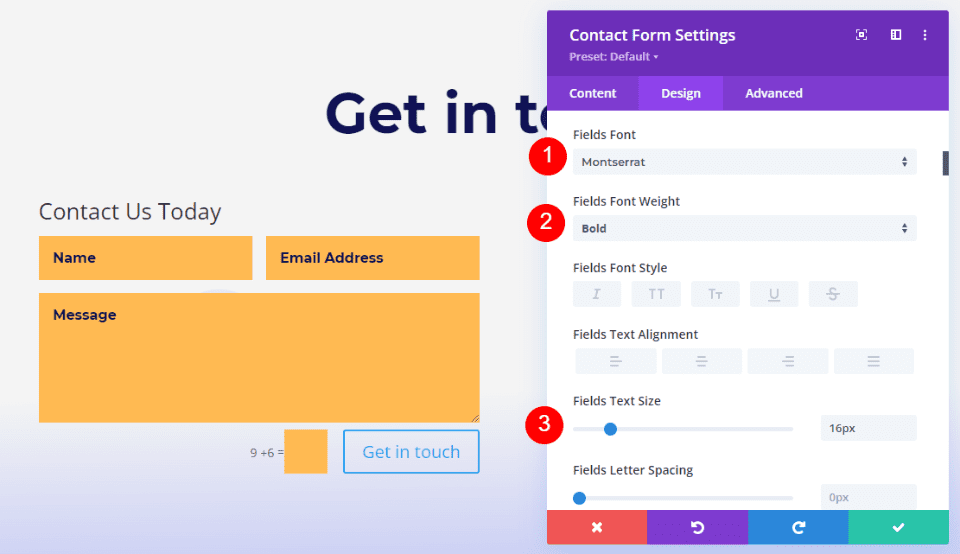 Divi Footer Contact Form Example One