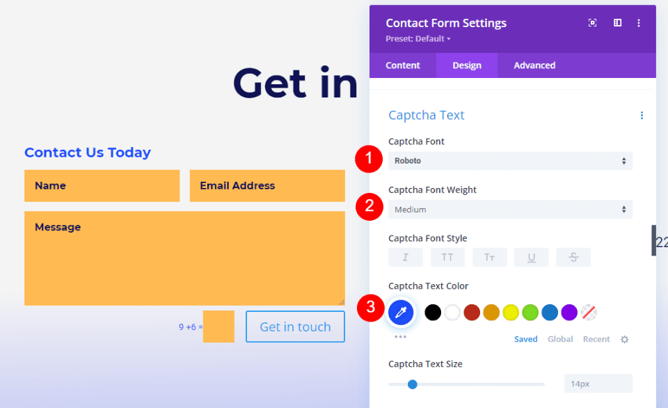 Divi Footer Contact Form Example One