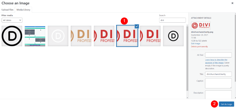 13-Dynamic-Logo-Change-the-Divi-Logo-media-library How to Use a Dynamic Logo in Divi’s Fullwidth Menu Module