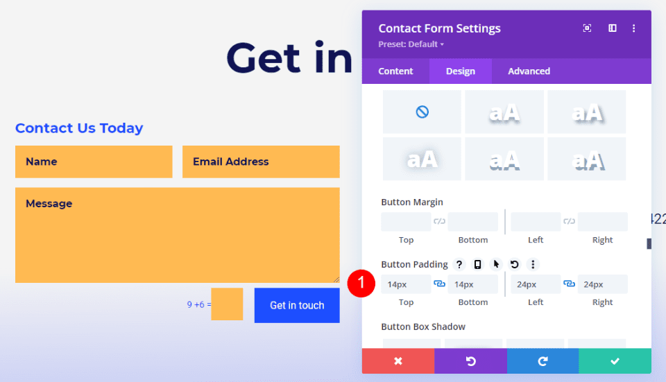 Divi Footer Contact Form Example One