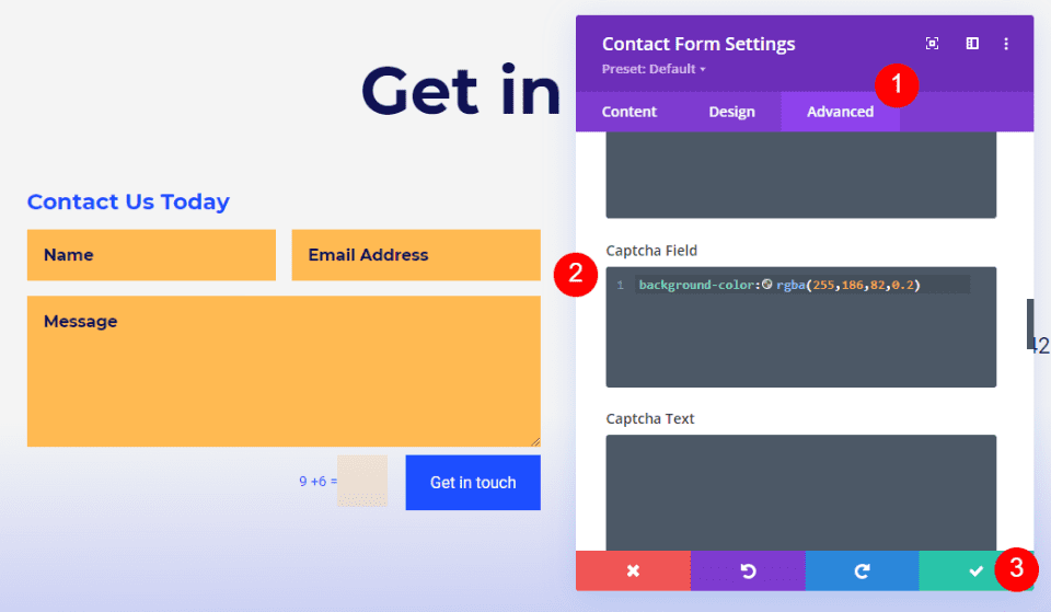 Divi Footer Contact Form Example One