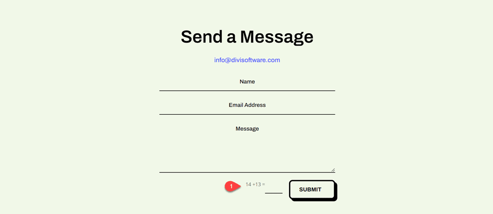 Divi Basic Captcha Contact Form