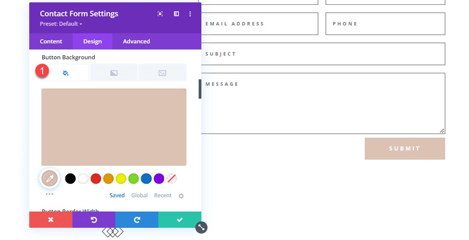 Divi Contact Form Layouts With Inline and Fullwidth Fields Layout 1 Button Background