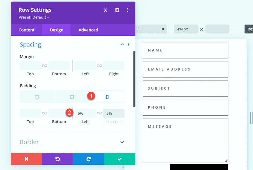 Divi Contact Form Layouts With Inline and Fullwidth Fields Layout 1 Responsive Spacing