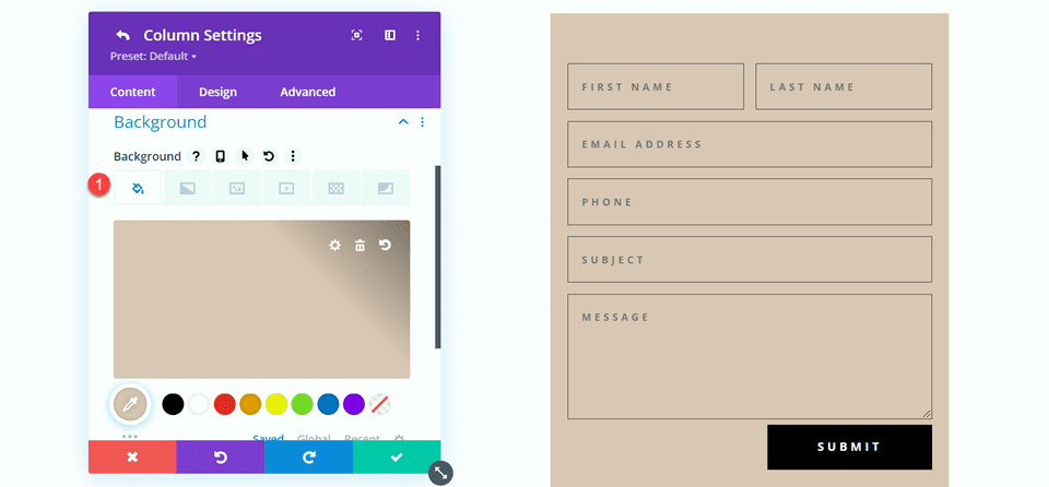 Divi Contact Form Layouts With Inline and Fullwidth Fields Layout 2 Add Background