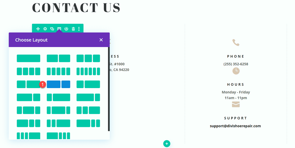 Divi Contact Form Layouts With Inline and Fullwidth Fields Layout 3 Choose Layout