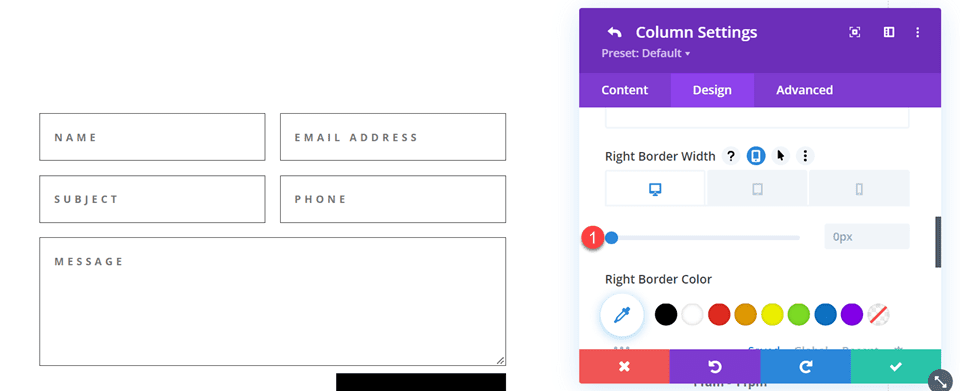 Divi Contact Form Layouts With Inline and Fullwidth Fields Layout 4 Border Width