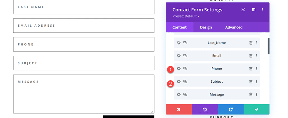 Divi Contact Form Layouts With Inline and Fullwidth Fields Layout 4 Field Order