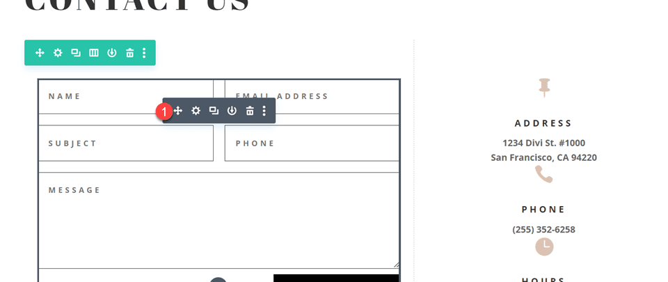 Divi Contact Form Layouts With Inline and Fullwidth Fields Layout 4 Move Form