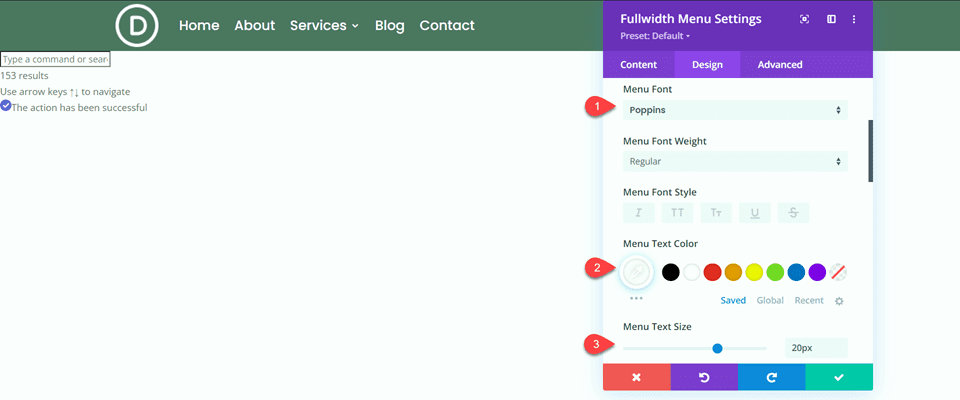 Divi Fullwidth vs Regular Menu Module Fullwidth Font Settings