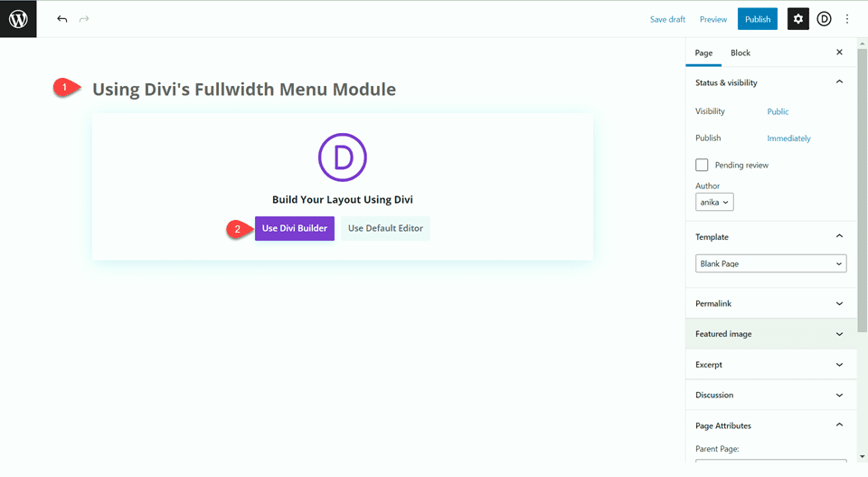 Divi Fullwidth vs Regular Menu Module New Page