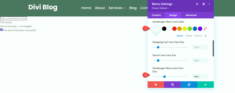 Divi Fullwidth vs Regular Menu Module Regular Menu Hamburger Icon Settings