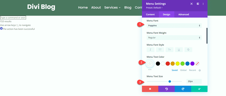 Divi Fullwidth vs Regular Menu Module Regular Menu Font Settings