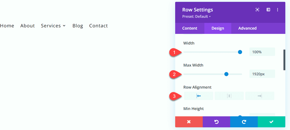 Divi Fullwidth vs Regular Menu Module Width Alignment Settings