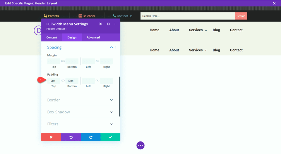 Divi Responsive Logo Full Width Menu Add Padding