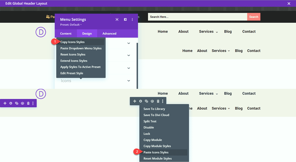 Divi Responsive Logo Full Width Menu Copy Paste Icon Styles