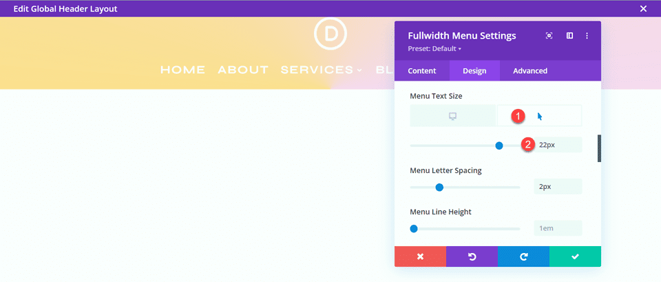 Divi Style Cart Search Icons Fullwidth Menu Layout 2 Hover Text Size