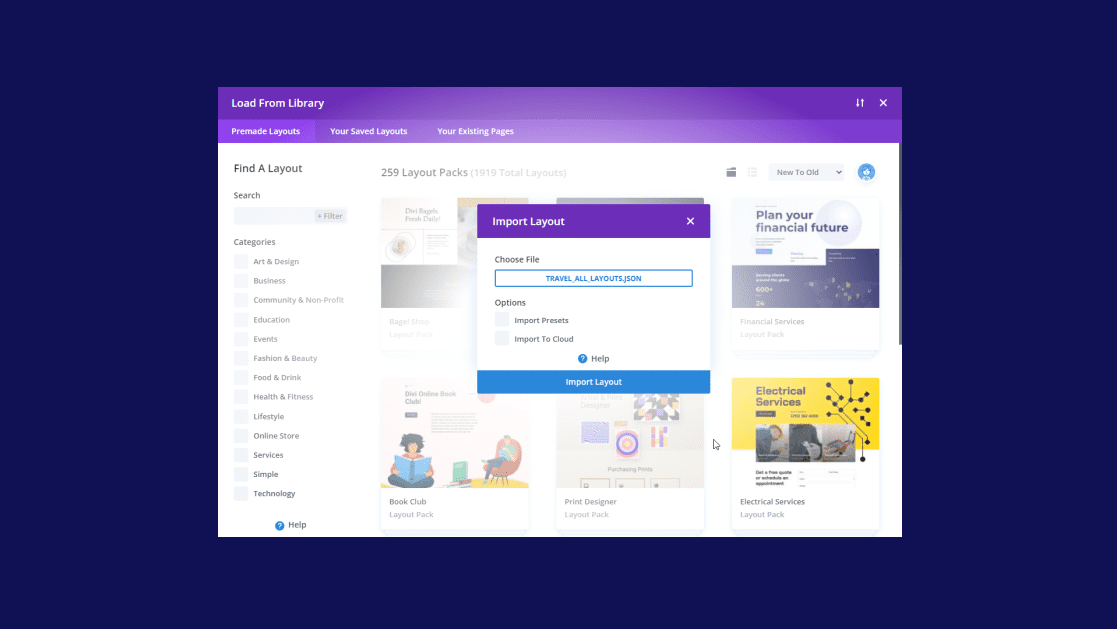 How to Import a Layout to Your Divi Cloud