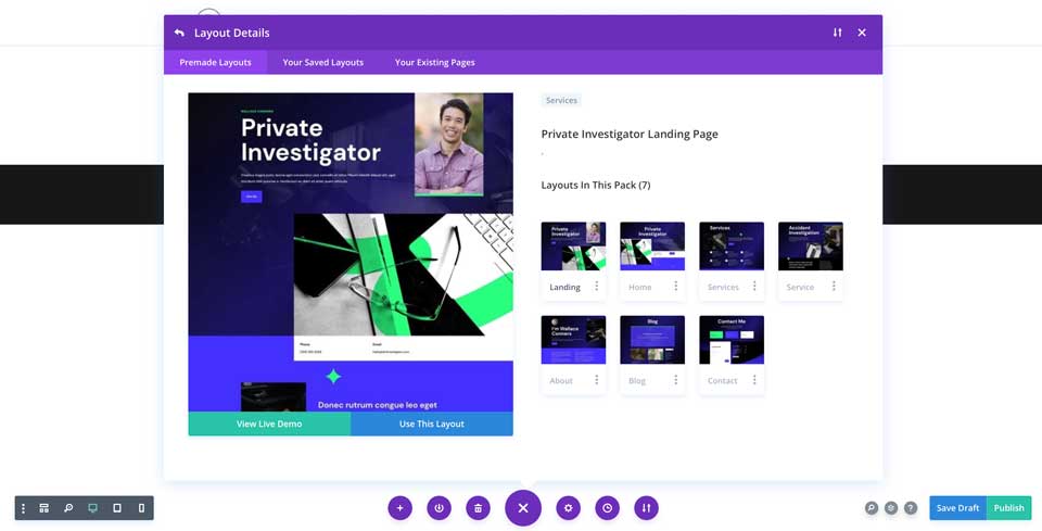 Private Investigator Layout Pack for Divi